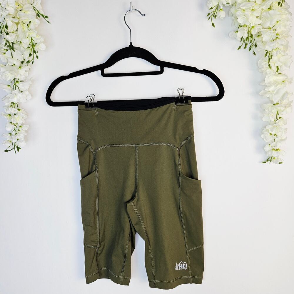 REI Co-op Olive Green Women's Bike Shorts with Side Pockets